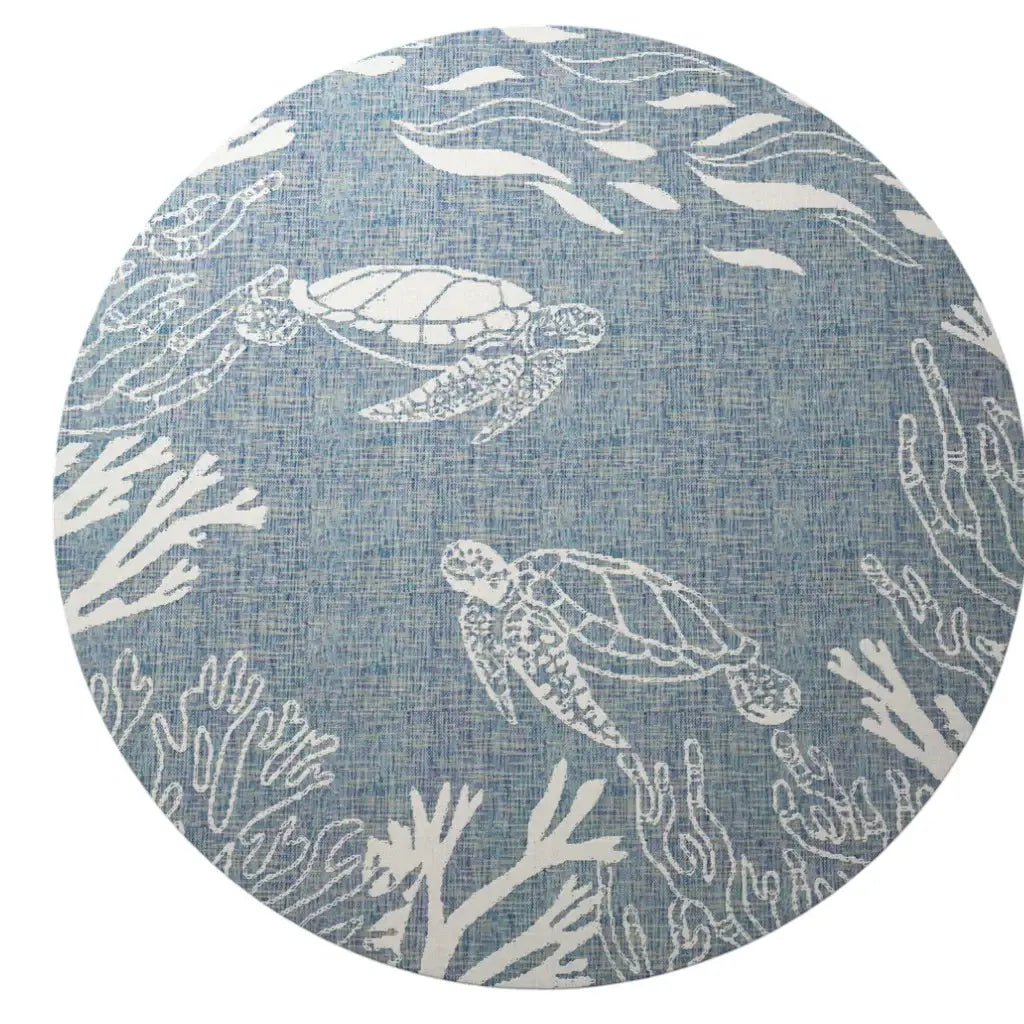 8' Blue And Off White Nautical Round Rug - Homeroots - Flyclothing LLC