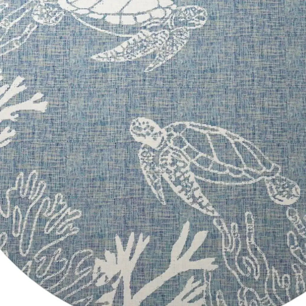 8' Blue And Off White Nautical Round Rug - Homeroots - Flyclothing LLC