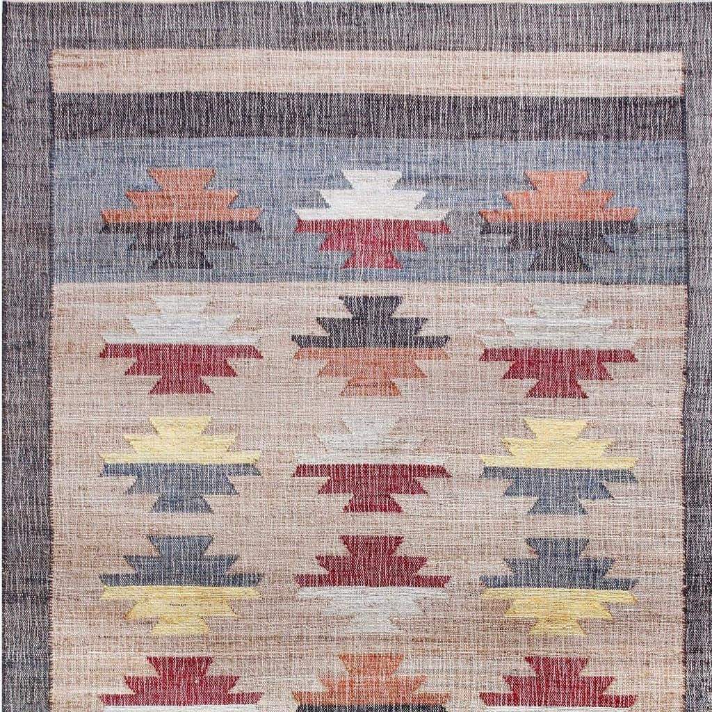 2' X 3' Blue Gray And Tan Tribal Hand Woven Area Rug With Fringe - Homeroots - Flyclothing LLC