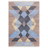 8' X 10' Blue Gray And Tan Geometric Hand Woven Area Rug With Fringe - Homeroots - Flyclothing LLC