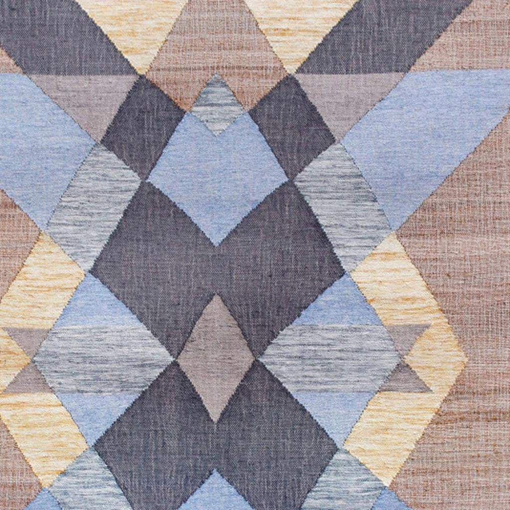 2' X 3' Blue Gray And Tan Geometric Hand Woven Area Rug With Fringe - Homeroots - Flyclothing LLC