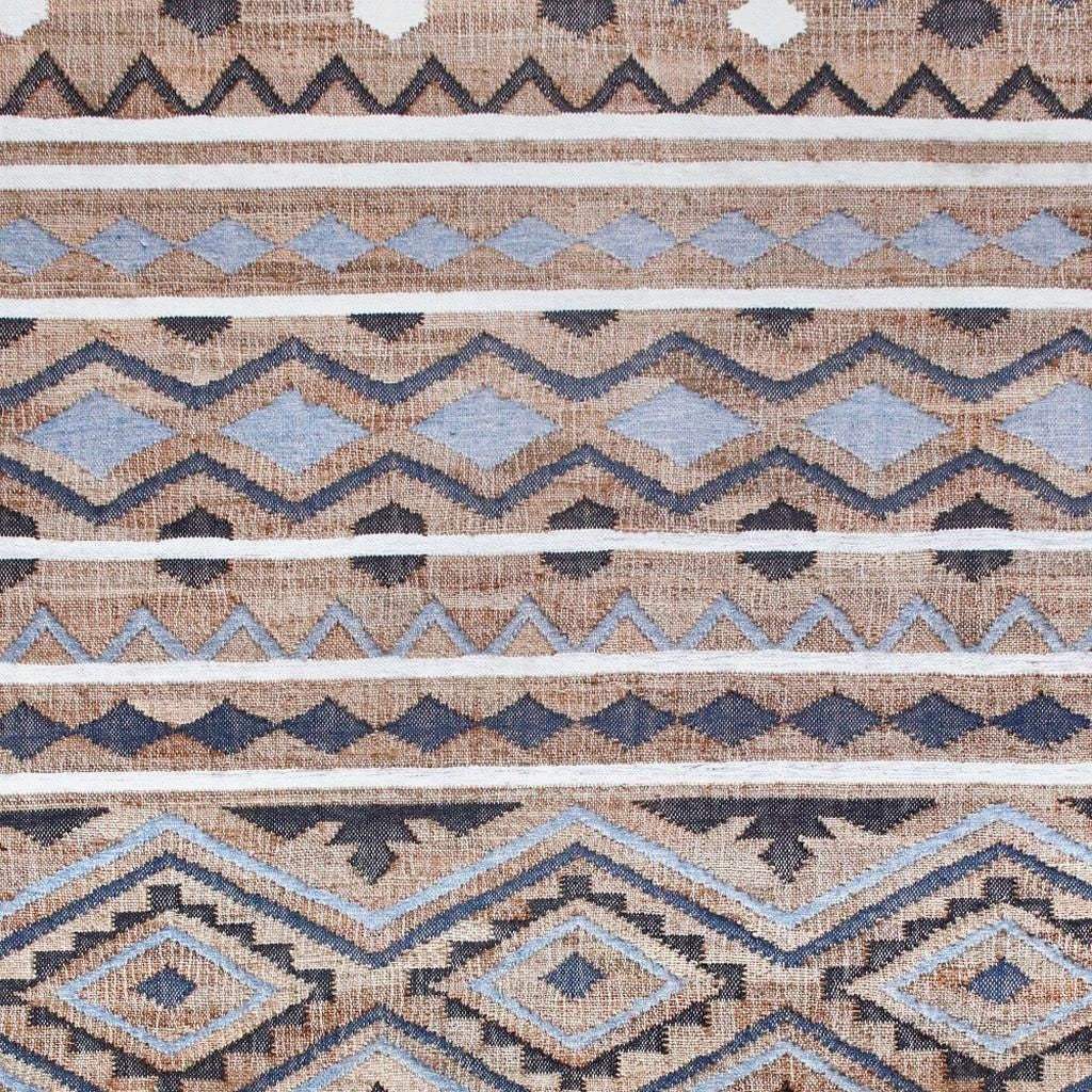 6' X 9' Blue Gray And Tan Geometric Hand Woven Area Rug With Fringe - Homeroots - Flyclothing LLC