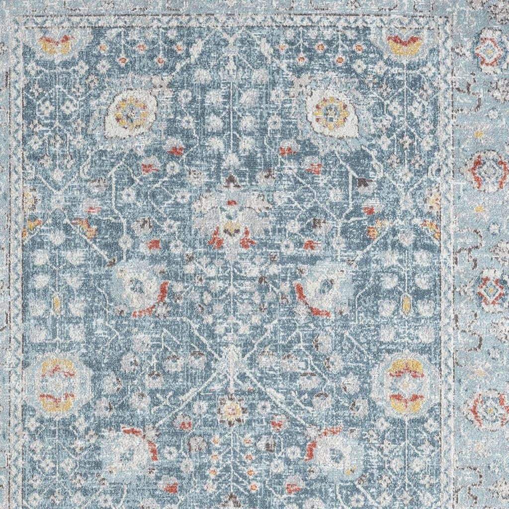 4' X 6' Blue And Ivory Floral Area Rug With UV Protection - Homeroots - Flyclothing LLC