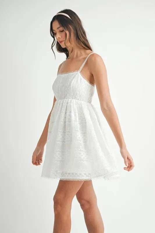MABLE Eyelet Lace Babydoll Mini Cami Dress - Trendsi - Flyclothing LLC
