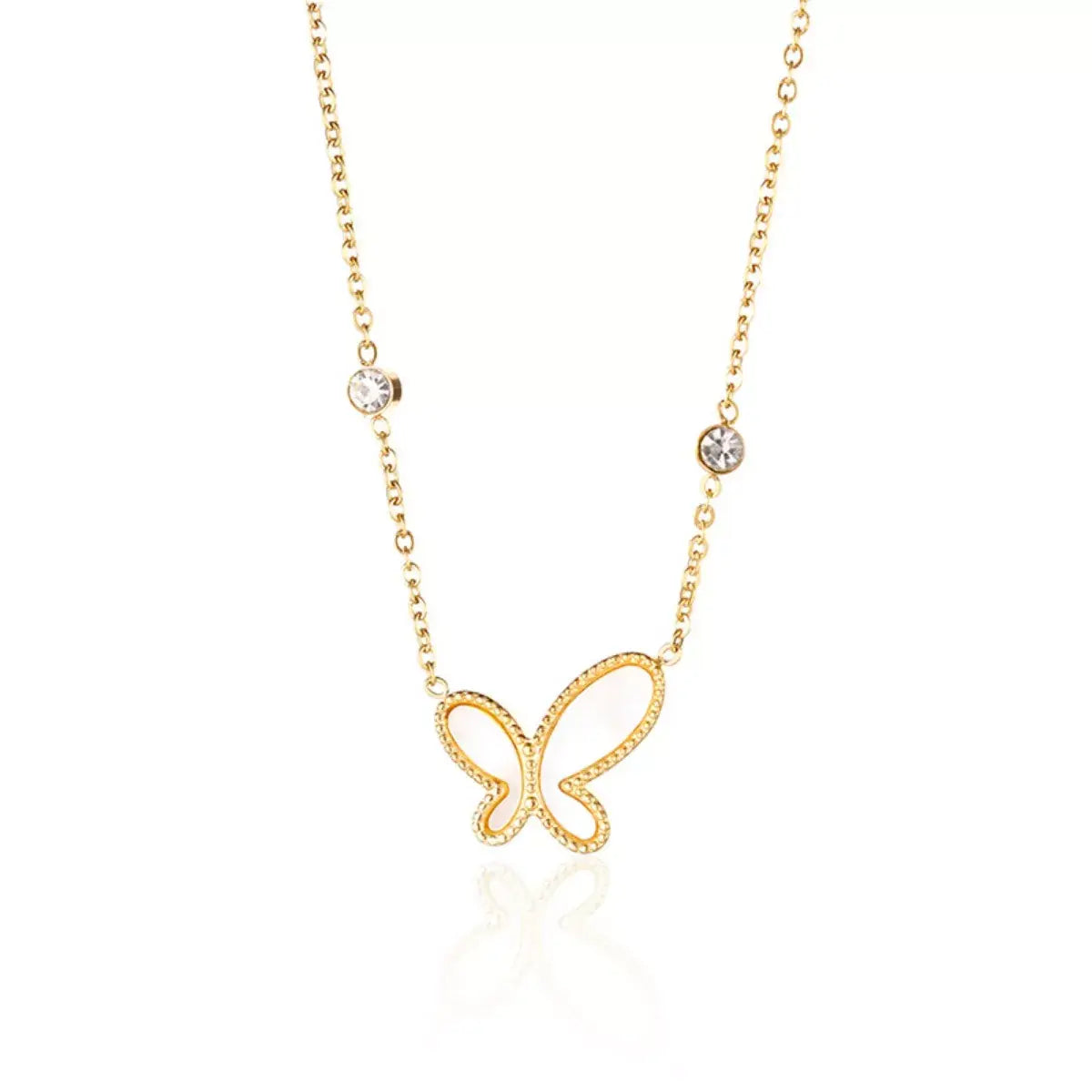 18K Gold-Plated Butterfly Necklace - Trendsi - Flyclothing LLC
