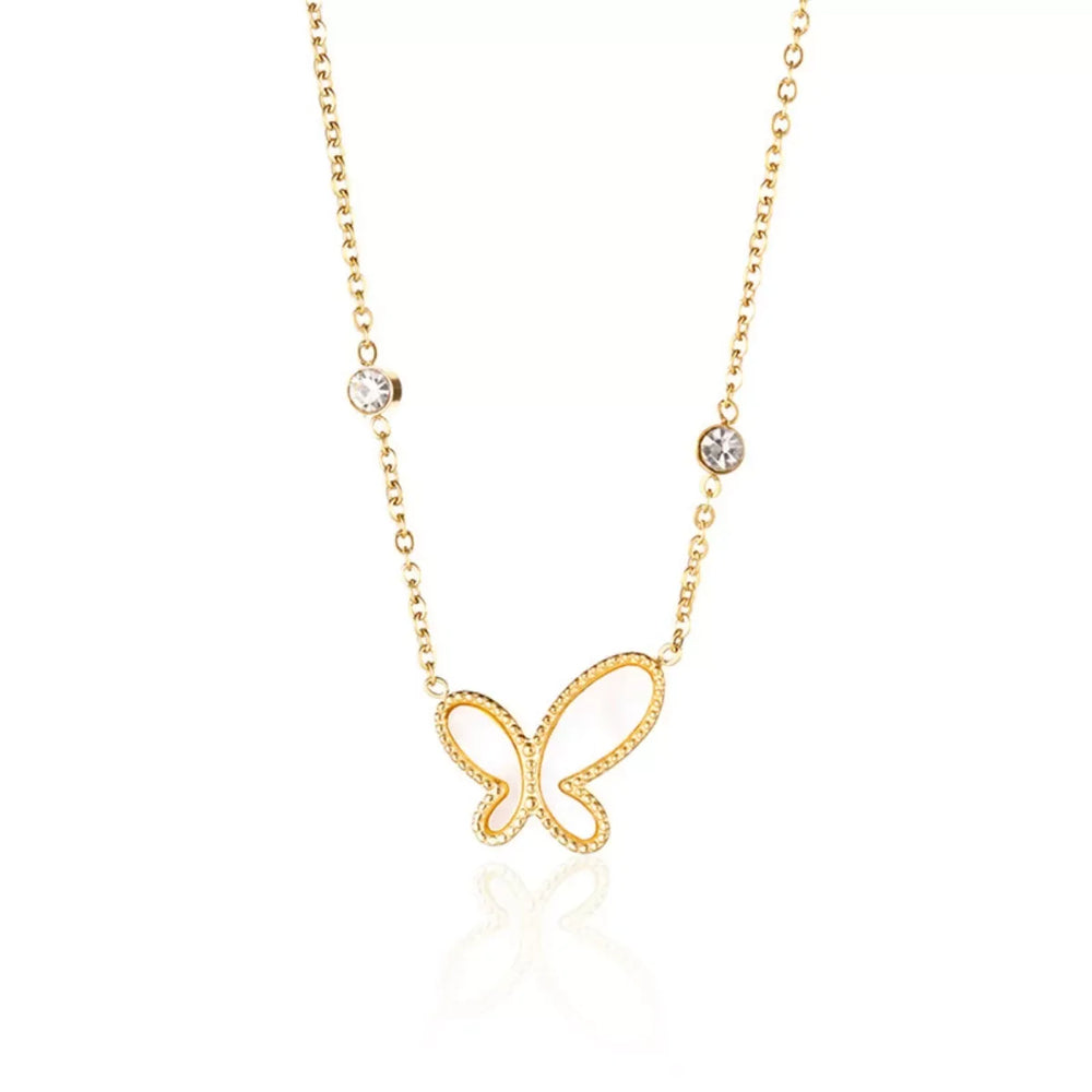 18K Gold-Plated Butterfly Necklace - Trendsi - Flyclothing LLC