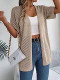 Openwork Open Front Half Sleeve Cardigan - Trendsi