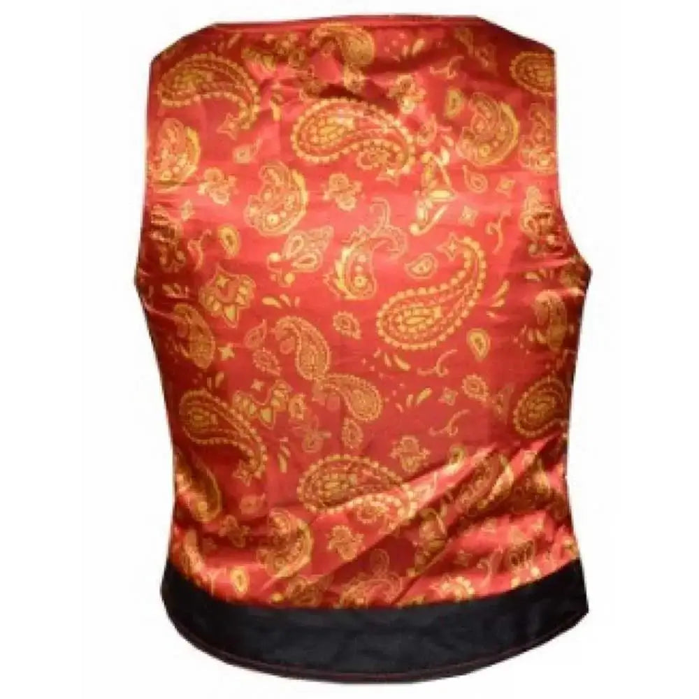 Ember - Ladies Red & Gold Paisley Liner Vest - Unik Just for Bikers - Flyclothing LLC