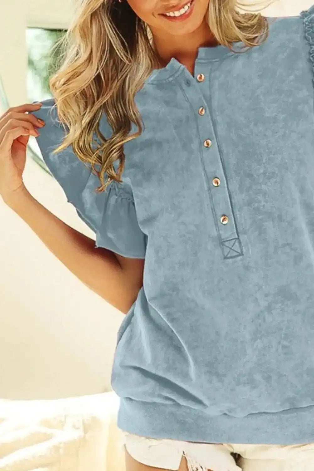 BiBi Mineral Washed Terry Top - Trendsi - Flyclothing LLC