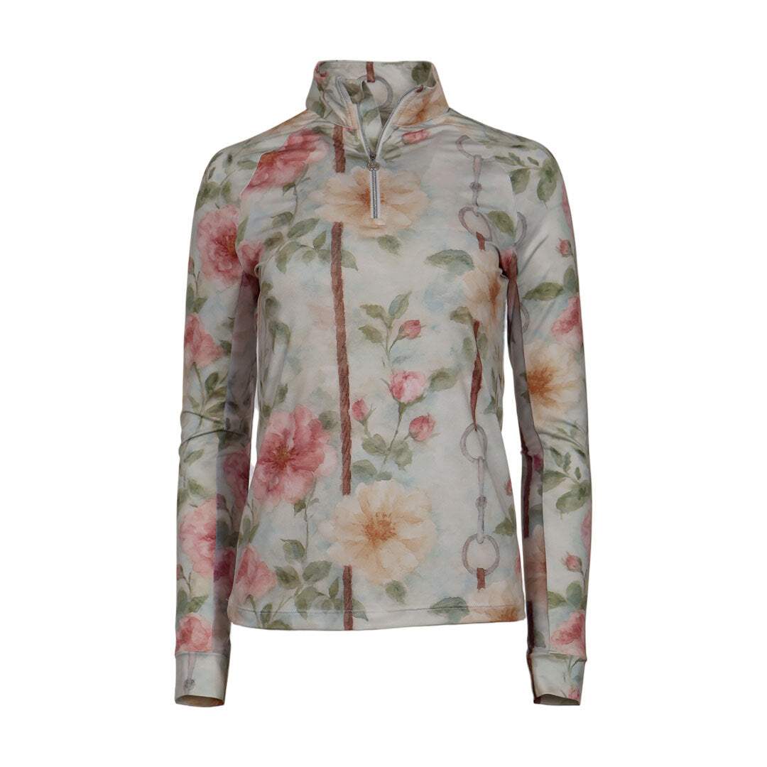 Dapplebay Vintage Floral 1/4 Zip LS Riding Top - Breeches.com - Flyclothing LLC