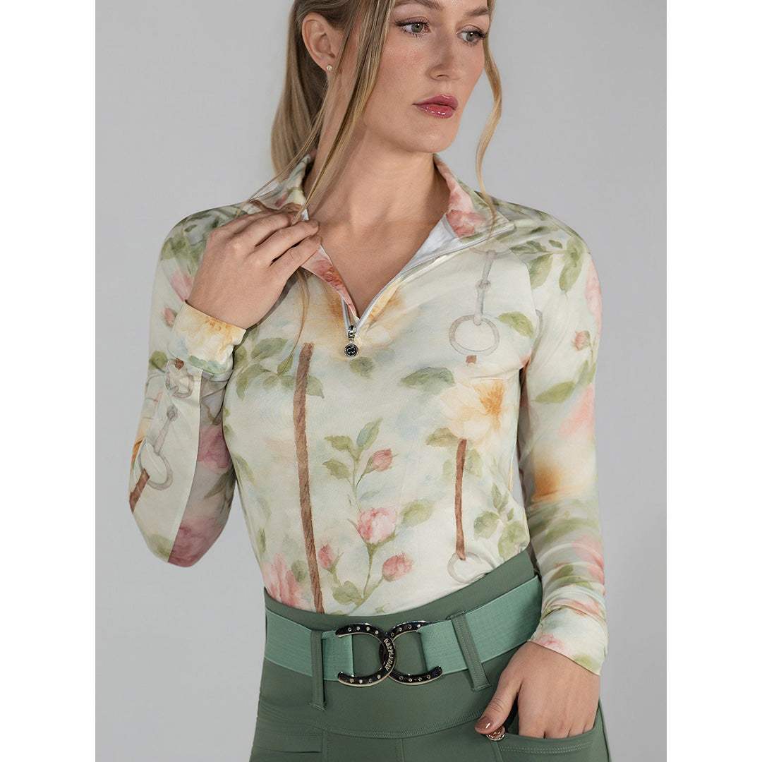 Dapplebay Vintage Floral 1/4 Zip LS Riding Top - Breeches.com - Flyclothing LLC