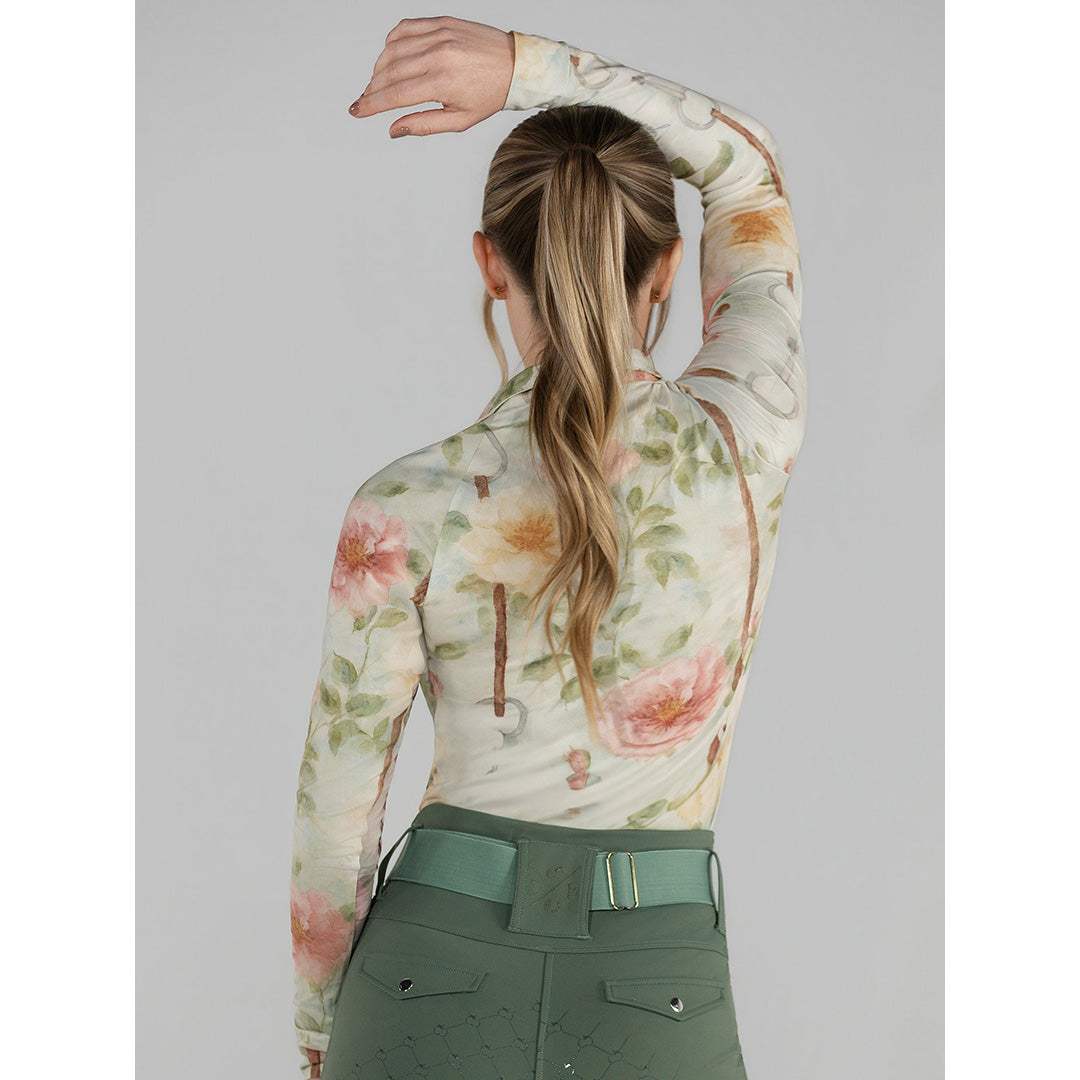 Dapplebay Vintage Floral 1/4 Zip LS Riding Top - Breeches.com - Flyclothing LLC