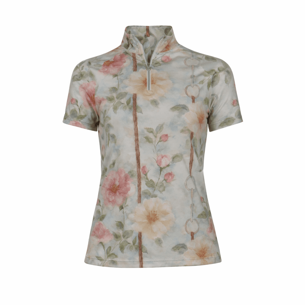 Dapplebay Vintage Floral 1/4 Zip SS Riding Top - Breeches.com - Flyclothing LLC