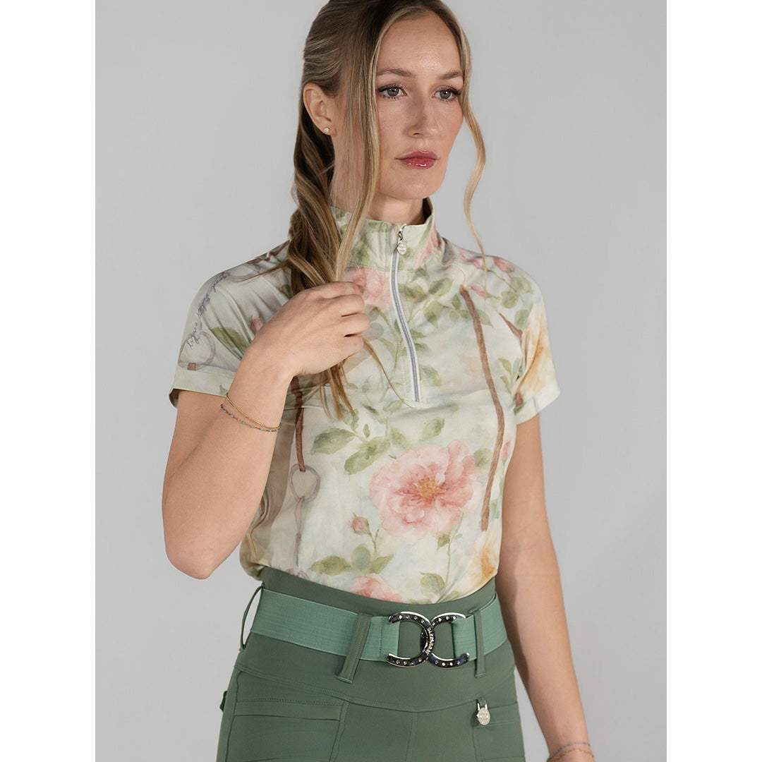 Dapplebay Vintage Floral 1/4 Zip SS Riding Top - Breeches.com - Flyclothing LLC