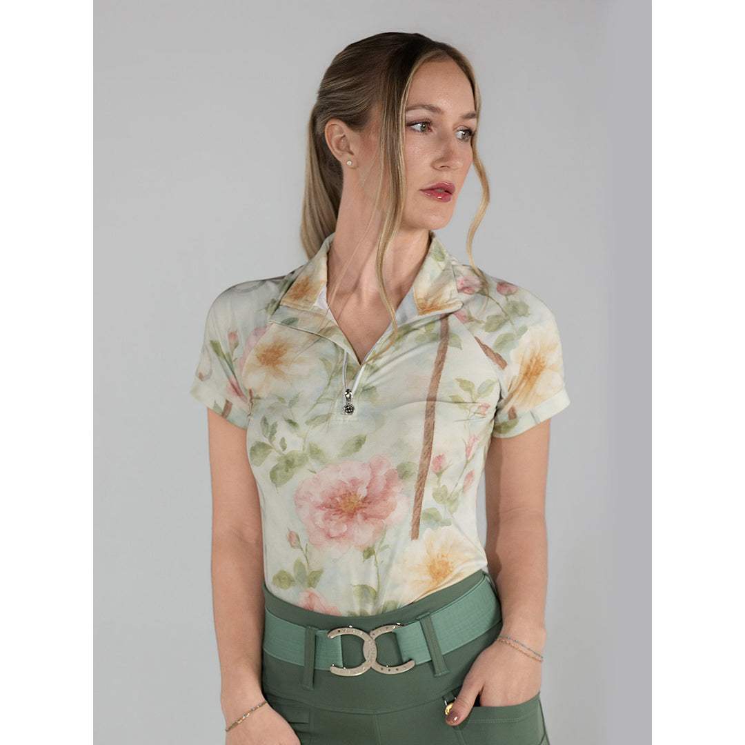 Dapplebay Vintage Floral 1/4 Zip SS Riding Top - Breeches.com - Flyclothing LLC