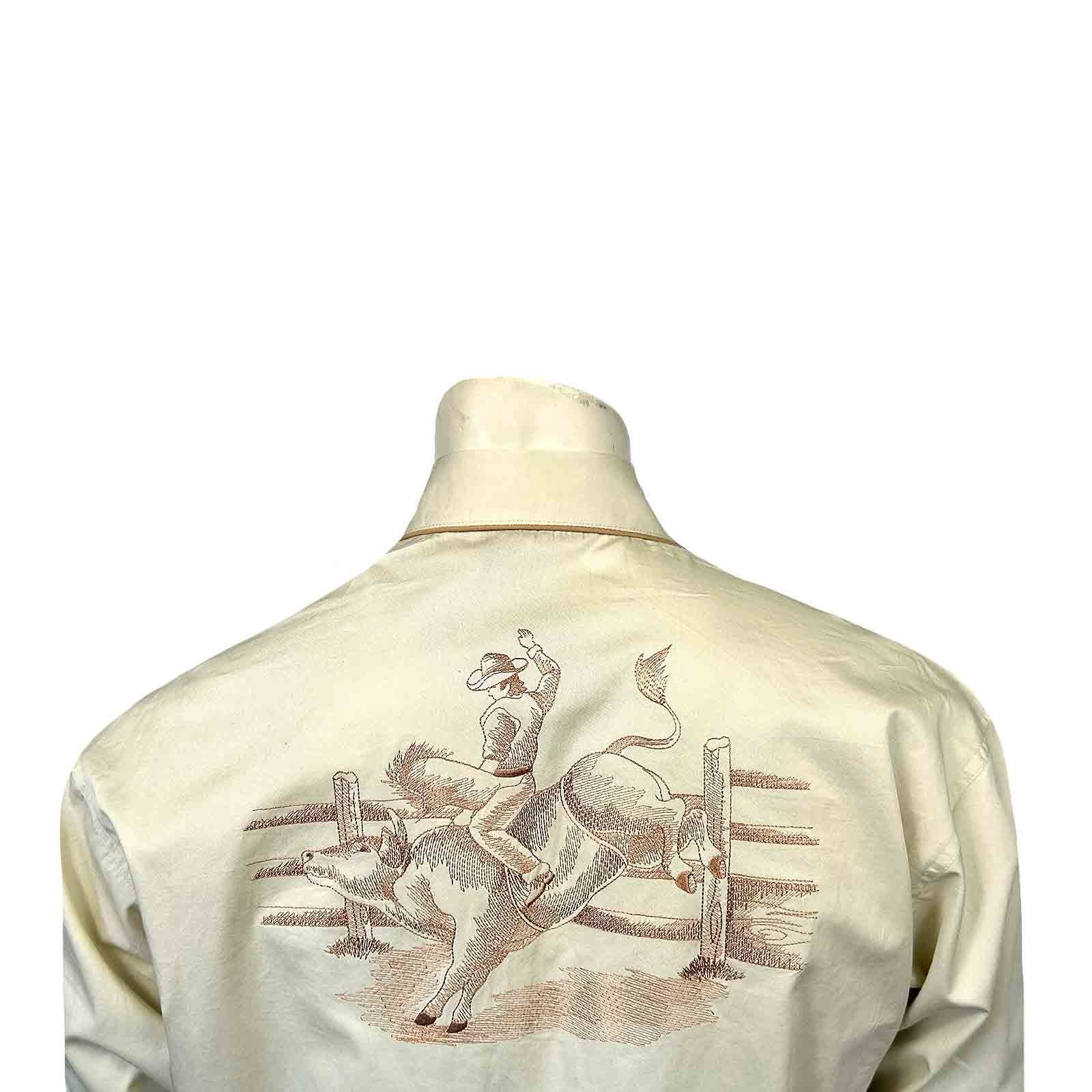 Rockmount Ranch Wear Men's Khaki Vintage Bull Rider Embroidery - Rockmount Clothing - Flyclothing LLC