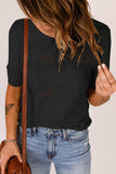 Round Neck Short Sleeve Knit Top - Trendsi - Flyclothing LLC