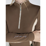 Dapplebay Grace 1/4 Zip LS Riding Top-Chestnut/Spring Plaid