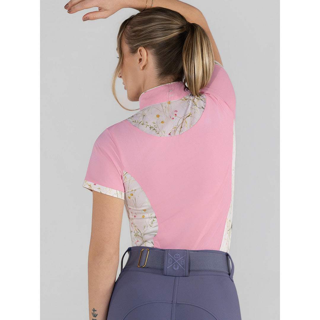 Dapplebay Grace 1/4 Zip SS Riding Top-Light Pink/Dragonfly Meadow - Breeches.com - Flyclothing LLC