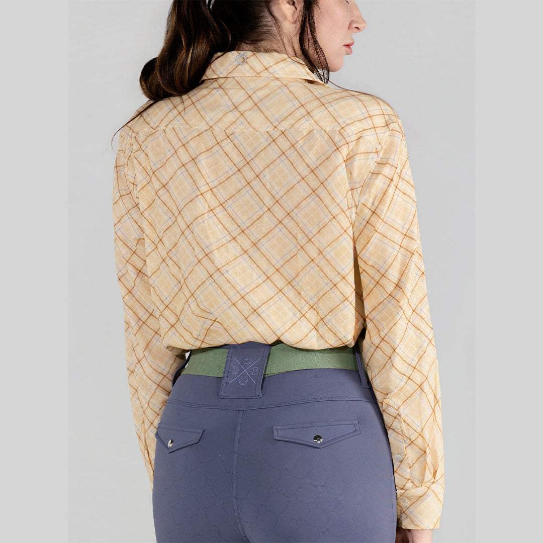 Dapplebay Spring Plaid Breezy Button Up Top-Tan - Breeches.com - Flyclothing LLC