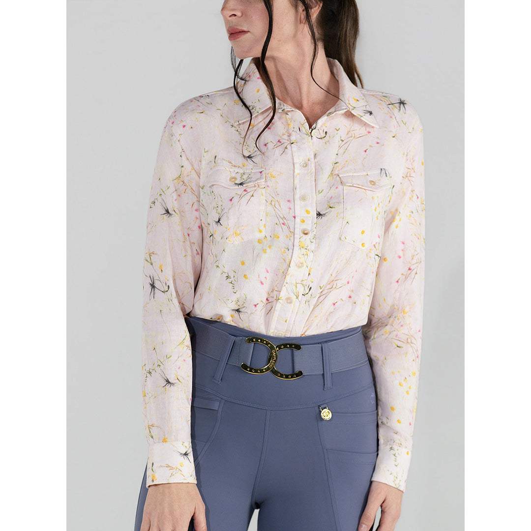Dapplebay Dragonfly Meadow Breezy Button Up Top-Light Pink - Breeches.com - Flyclothing LLC