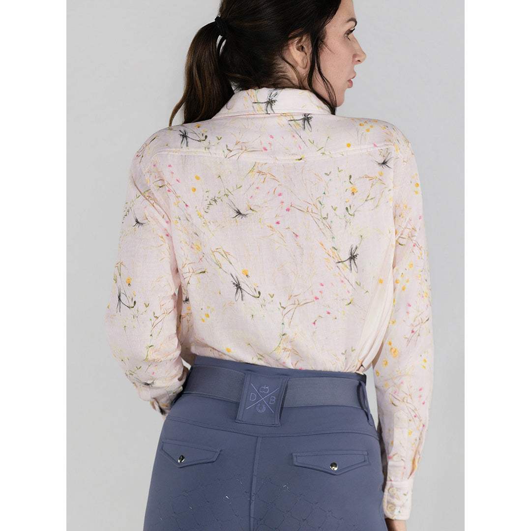 Dapplebay Dragonfly Meadow Breezy Button Up Top-Light Pink - Breeches.com - Flyclothing LLC