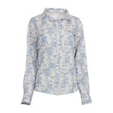 Dapplebay Equestrian Toile Breezy Button Up Top-Moonrise