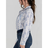 Dapplebay Equestrian Toile Breezy Button Up Top-Moonrise