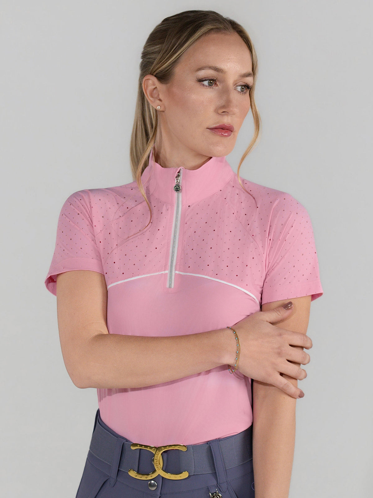 Dapplebay Lady 1/4 Zip Aircut SS Riding Top-Ballet Pink - Breeches.com - Flyclothing LLC
