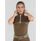 Dapplebay Lady 1/4 Zip Aircut SS Riding Top-Chestnut
