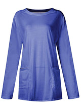 Full Size Pocketed Round Neck Long Sleeve T-Shirt - Trendsi - Flyclothing LLC