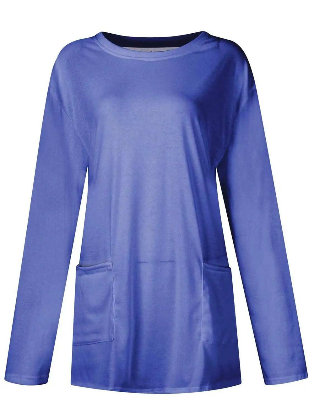 Full Size Pocketed Round Neck Long Sleeve T-Shirt - Trendsi - Flyclothing LLC