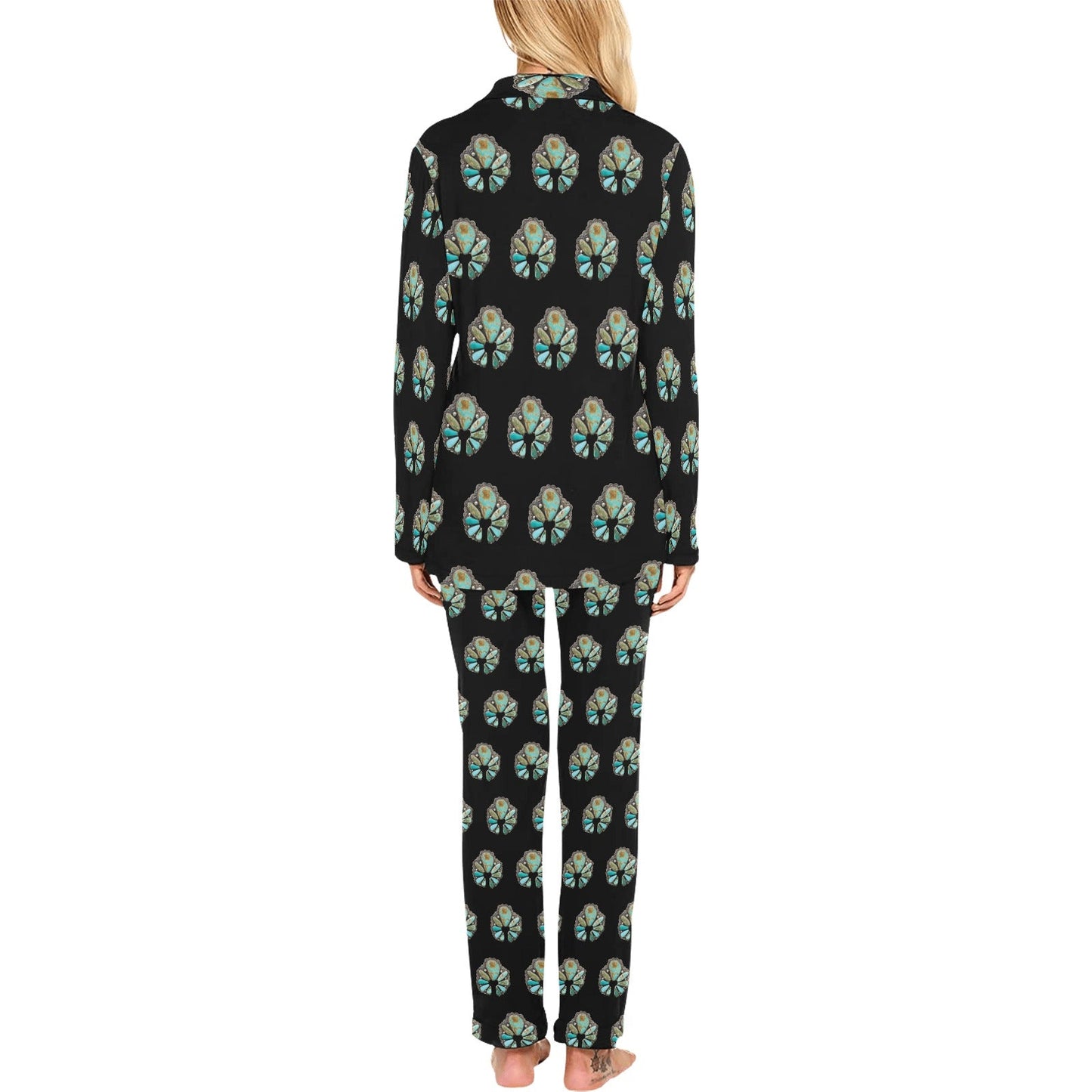 Baha Ranch Turquoise Naja Women's Western Long Pajama Set