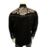Rockmount Ranch Wear Men's Black with Brown Floral Horseshoe Embroidered Western Shirt - Rockmount Clothing - Flyclothing LLC