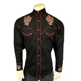 Rockmount Ranch Wear Men's Black Floral & Horseshoe Embroidered Western Shirt - Rockmount Clothing - Flyclothing LLC