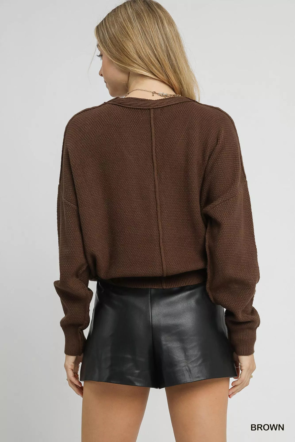 Umgee Chunky Cable Knit V-Neck Button-Up Cardigan - Trendsi - Flyclothing LLC