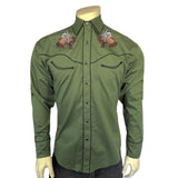 Rockmount Ranch Wear Men's Green Iconic Bronc Embroidered Western Shirt - Rockmount Clothing - Flyclothing LLC