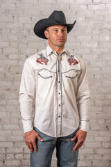Rockmount Ranch Wear Men's Ivory Iconic Bronc Embroidery Western Shirt - Rockmount Clothing - Flyclothing LLC