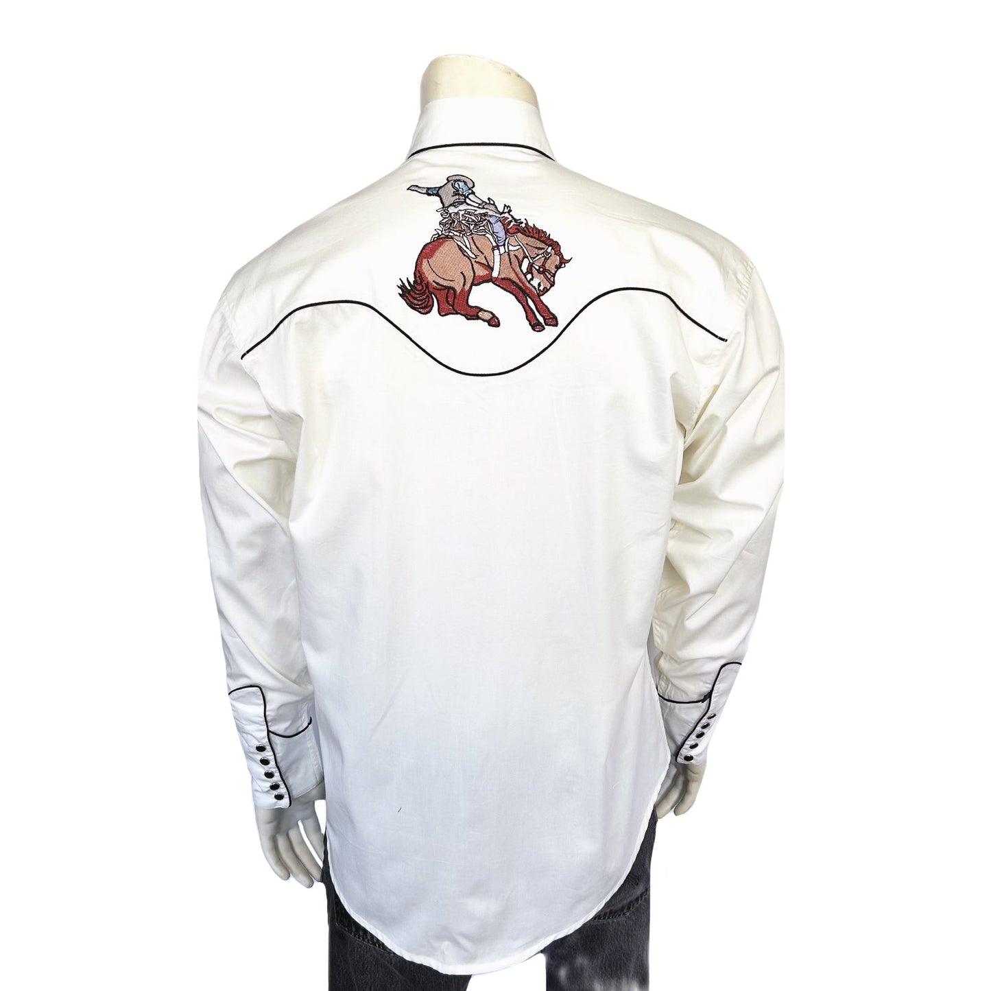 Rockmount Ranch Wear Men's Ivory Iconic Bronc Embroidery Western Shirt - Rockmount Clothing - Flyclothing LLC
