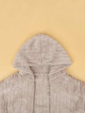 Plus Size Open Front Long Sleeve Hooded Fuzzy Jacket - Trendsi - Flyclothing LLC