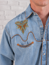 Rockmount Ranch Wear Men's Denim Boot Bug Embroidered Western Shirt - Rockmount Clothing - Flyclothing LLC