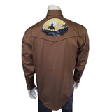 Rockmount Ranch Wear Men's Brown Cowboy Sunset Embroidered Western Shirt - Rockmount Clothing - Flyclothing LLC