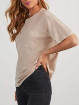 Round Neck Half Sleeve T-Shirt - Trendsi - Flyclothing LLC