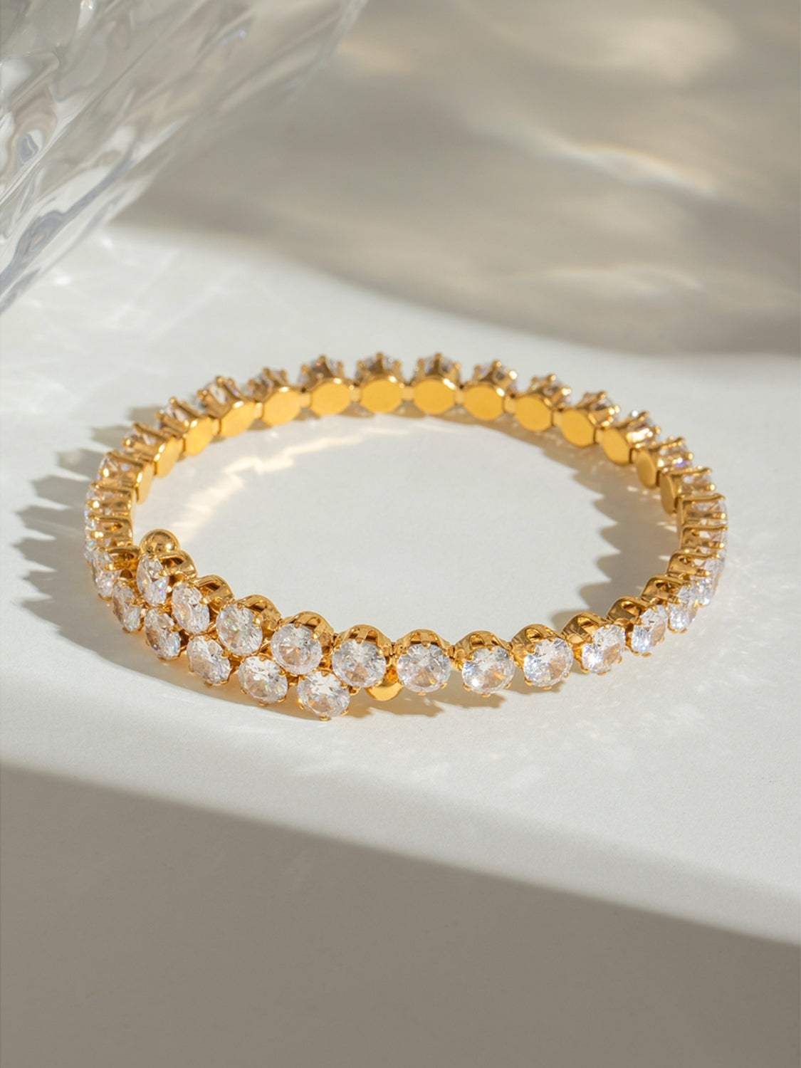 Stainless Steel Inlaid Zircon Bracelet - Trendsi - Flyclothing LLC