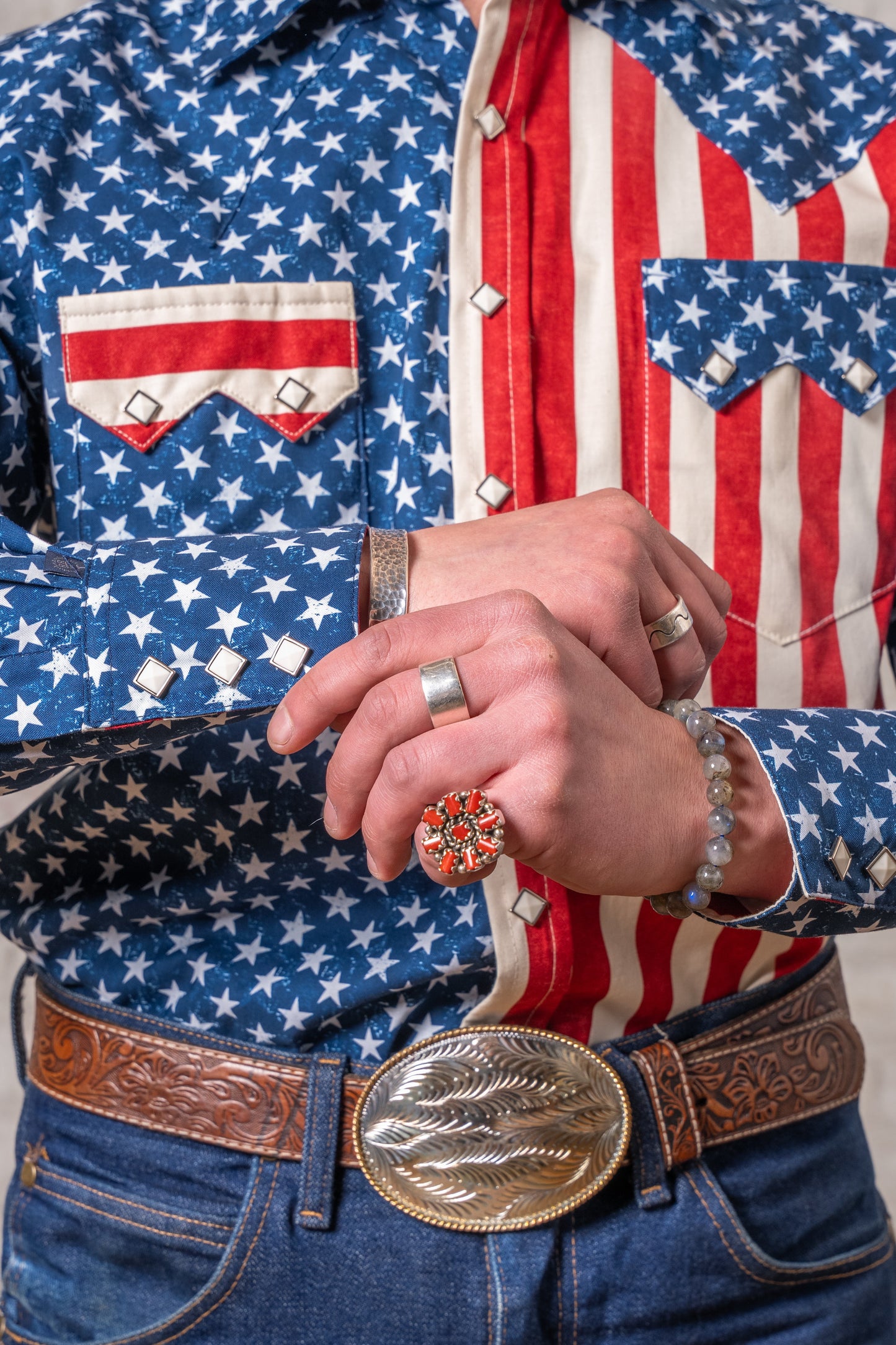 Rockmount Ranch Wear Men's American Flag 2-Tone Western Shirt - Made in USA! - Rockmount Clothing - Flyclothing LLC