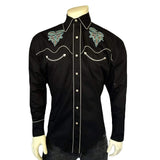 Rockmount Ranch Wear mens black boot design embroidered western shirt - Rockmount Clothing - Flyclothing LLC
