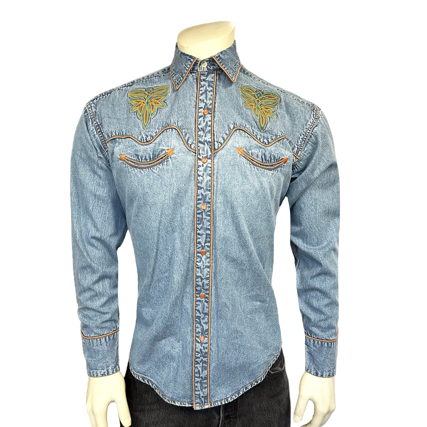 Rockmount Ranch Wear Women's Denim Boot Bug Embroidered Western Shirt - Rockmount Clothing - Flyclothing LLC