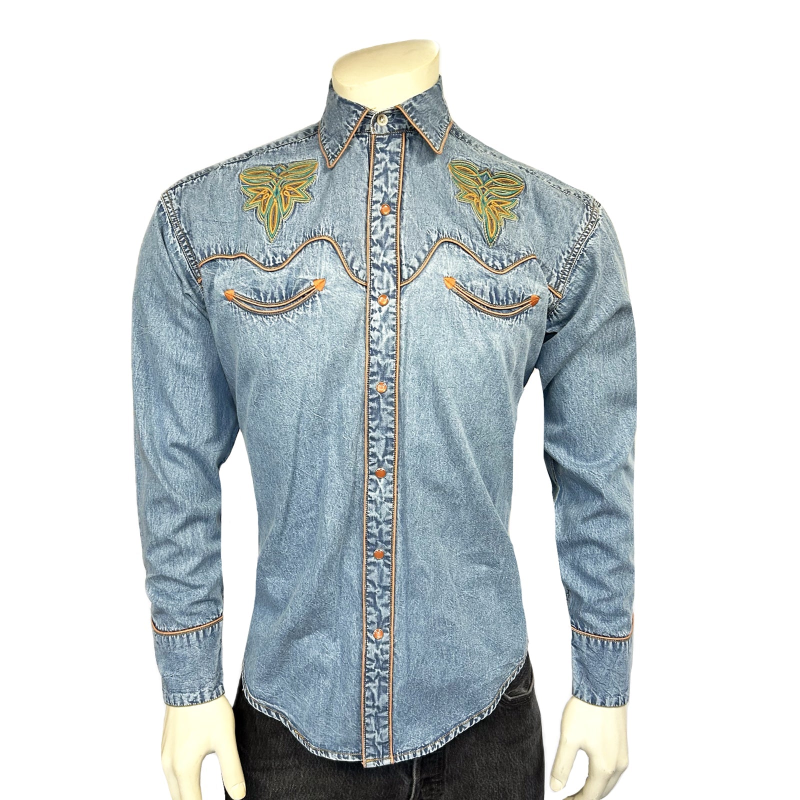 Rockmount Ranch Wear Women's Denim Boot Bug Embroidered Western Shirt - Rockmount Clothing - Flyclothing LLC