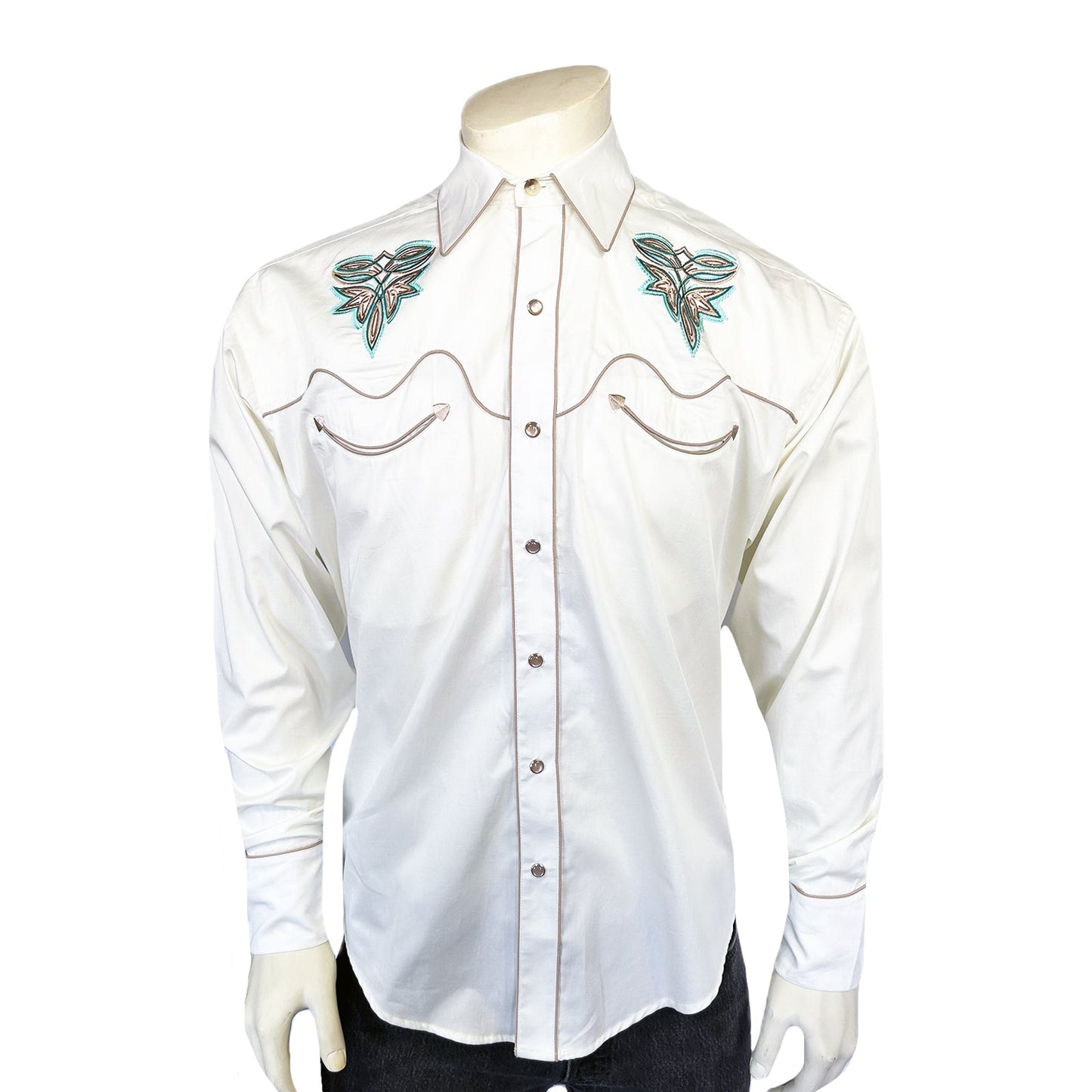 Rockmount Ranch Wear Men's Ivory Boot Bug Embroidered Western Shirt - Rockmount Clothing - Flyclothing LLC