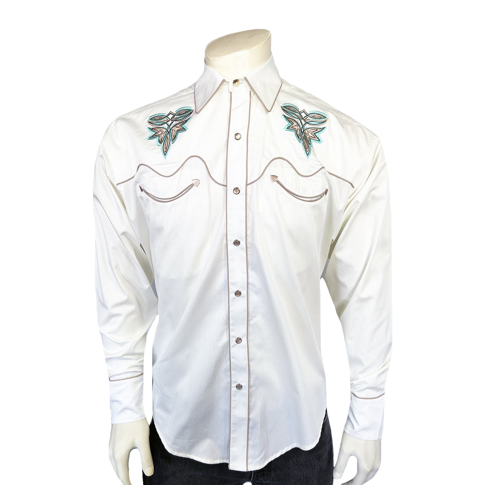 Rockmount Ranch Wear Men's Ivory Boot Bug Embroidered Western Shirt - Rockmount Clothing - Flyclothing LLC